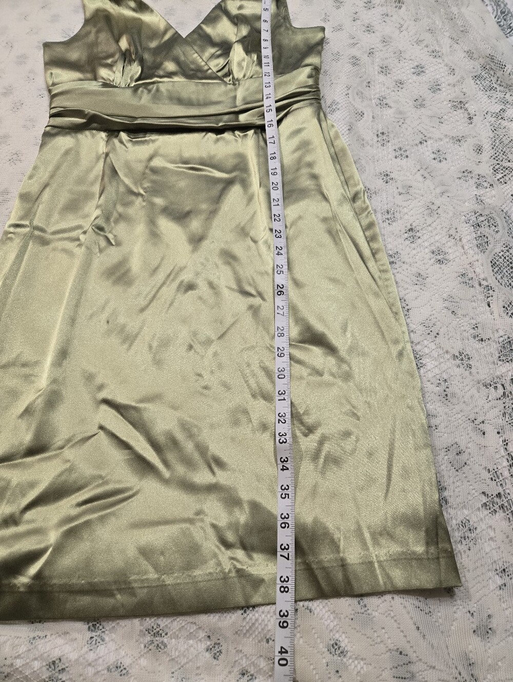 Eliza J New York Satin Midi Dress in Olive Green - Picture 10 of 10